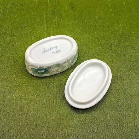 Symphony Otagiri Japan Oval Porcelain Trinket Box - Picture 5 of 6